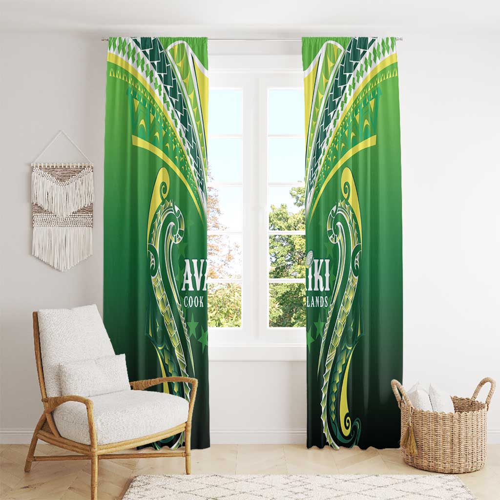 Rugby Cook Islands Avaiki Window Curtain Green Kuki Airani Tribal Maori Inspired - Polynesian Pride