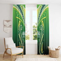 Rugby Cook Islands Avaiki Window Curtain Green Kuki Airani Tribal Maori Inspired - Polynesian Pride