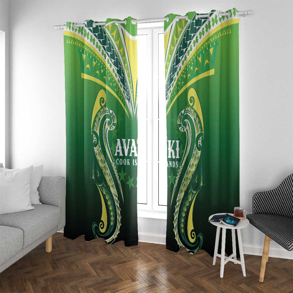 Rugby Cook Islands Avaiki Window Curtain Green Kuki Airani Tribal Maori Inspired - Polynesian Pride