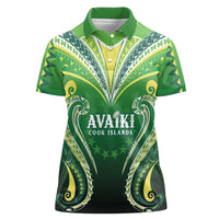 Custom Rugby Cook Islands Avaiki Women Polo Shirt Green Kuki Airani Tribal Maori Inspired - Polynesian Pride