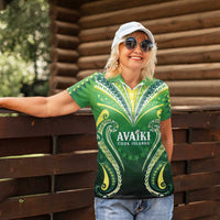 Custom Rugby Cook Islands Avaiki Women Polo Shirt Green Kuki Airani Tribal Maori Inspired - Polynesian Pride