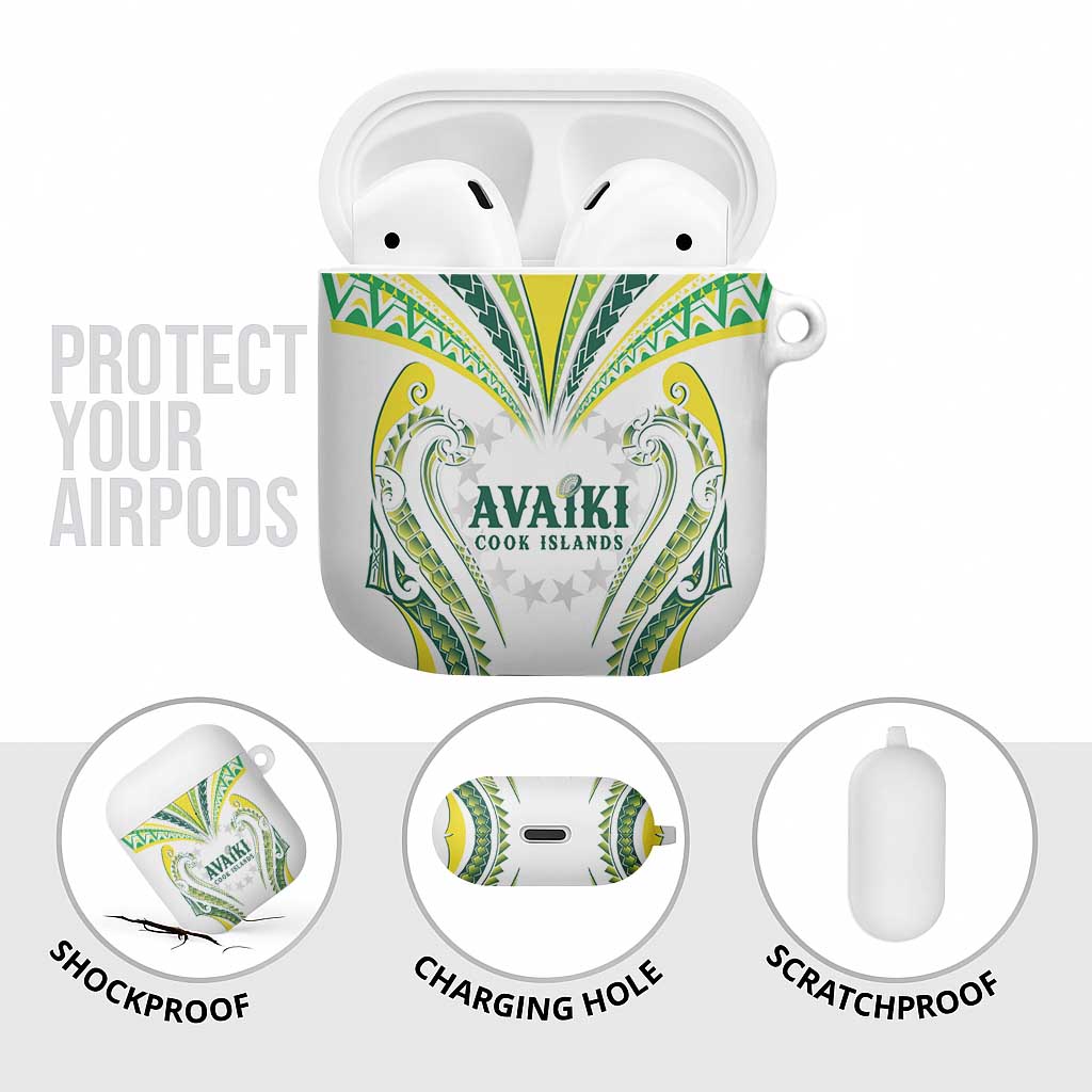 Rugby Cook Islands Avaiki AirPods Case White Kuki Airani Tribal Maori Inspired - Polynesian Pride