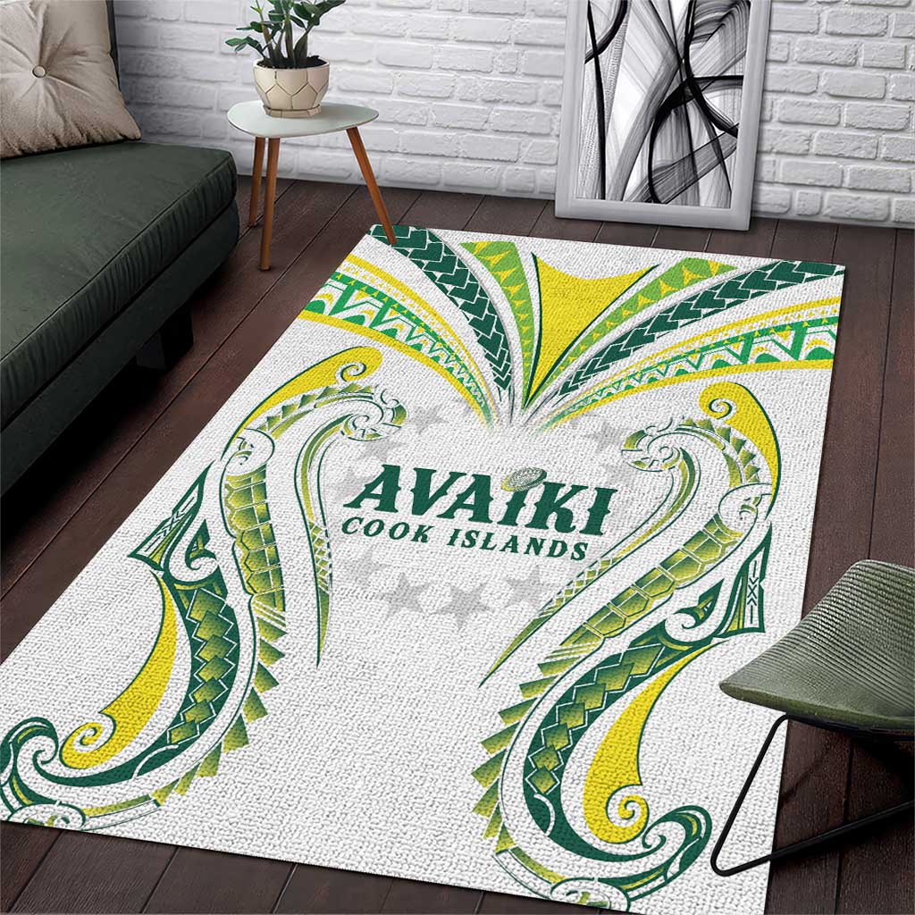 Rugby Cook Islands Avaiki Area Rug White Kuki Airani Tribal Maori Inspired - Polynesian Pride