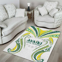 Rugby Cook Islands Avaiki Area Rug White Kuki Airani Tribal Maori Inspired - Polynesian Pride