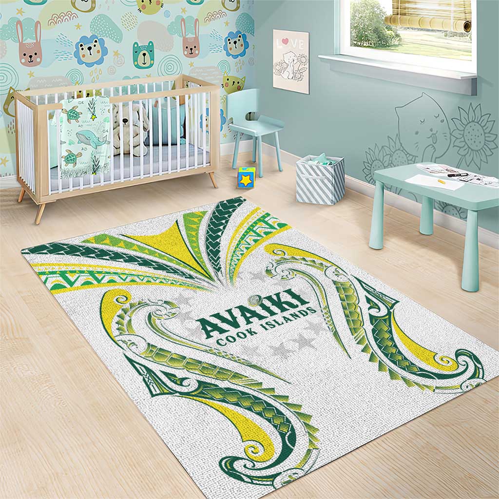 Rugby Cook Islands Avaiki Area Rug White Kuki Airani Tribal Maori Inspired - Polynesian Pride