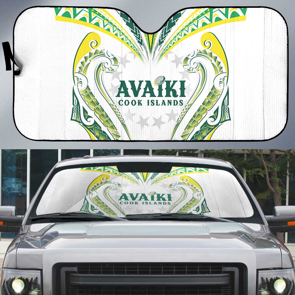 Rugby Cook Islands Avaiki Auto Sun Shade White Kuki Airani Tribal Maori Inspired - Polynesian Pride