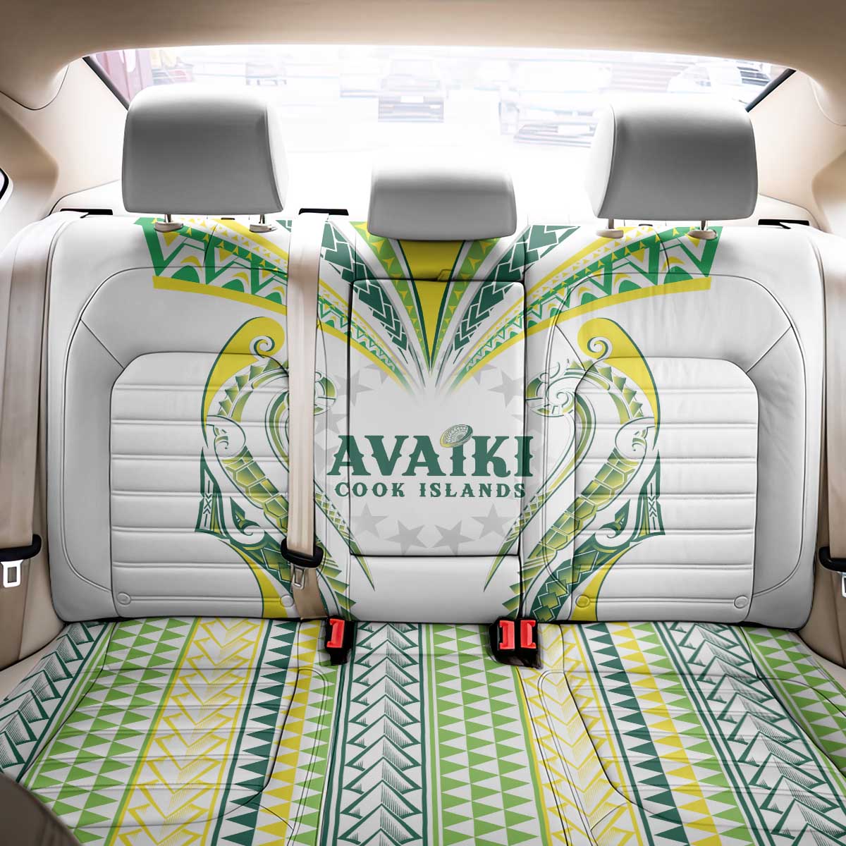 Rugby Cook Islands Avaiki Back Car Seat Cover White Kuki Airani Tribal Maori Inspired - Polynesian Pride