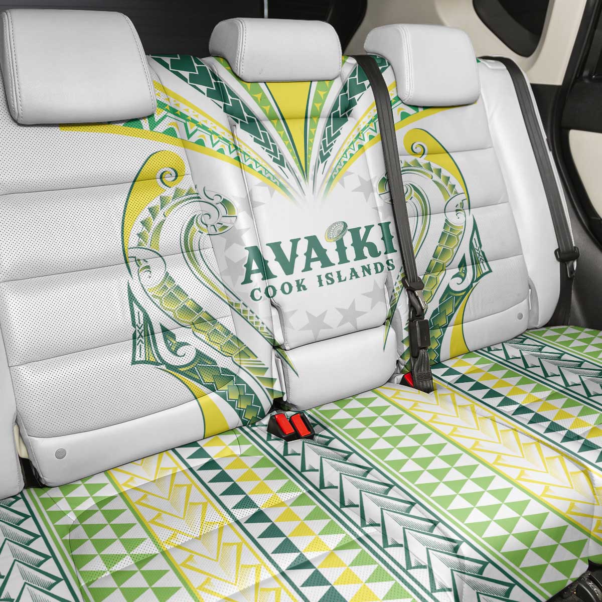Rugby Cook Islands Avaiki Back Car Seat Cover White Kuki Airani Tribal Maori Inspired - Polynesian Pride