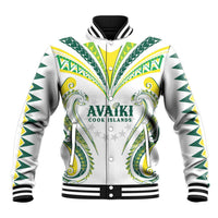 Custom Rugby Cook Islands Avaiki Baseball Jacket White Kuki Airani Tribal Maori Inspired - Polynesian Pride