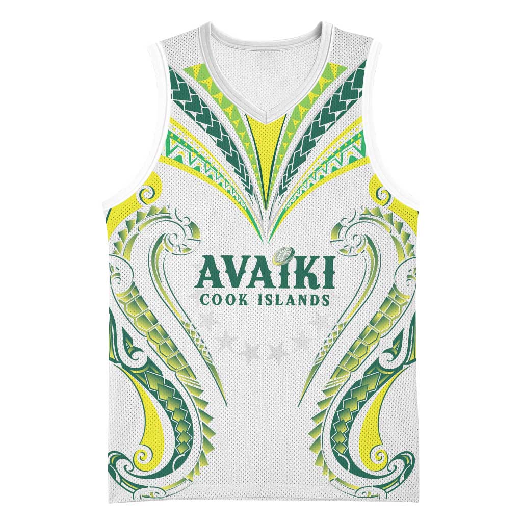 Custom Rugby Cook Islands Avaiki Basketball Jersey White Kuki Airani Tribal Maori Inspired - Polynesian Pride