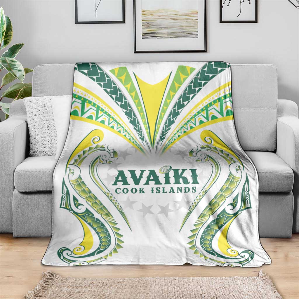 Rugby Cook Islands Avaiki Blanket White Kuki Airani Tribal Maori Inspired - Polynesian Pride