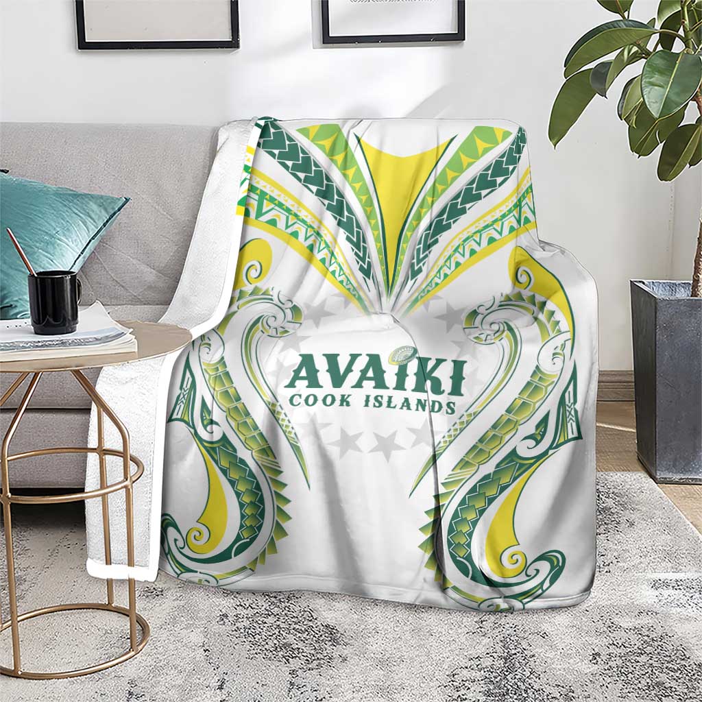 Rugby Cook Islands Avaiki Blanket White Kuki Airani Tribal Maori Inspired - Polynesian Pride