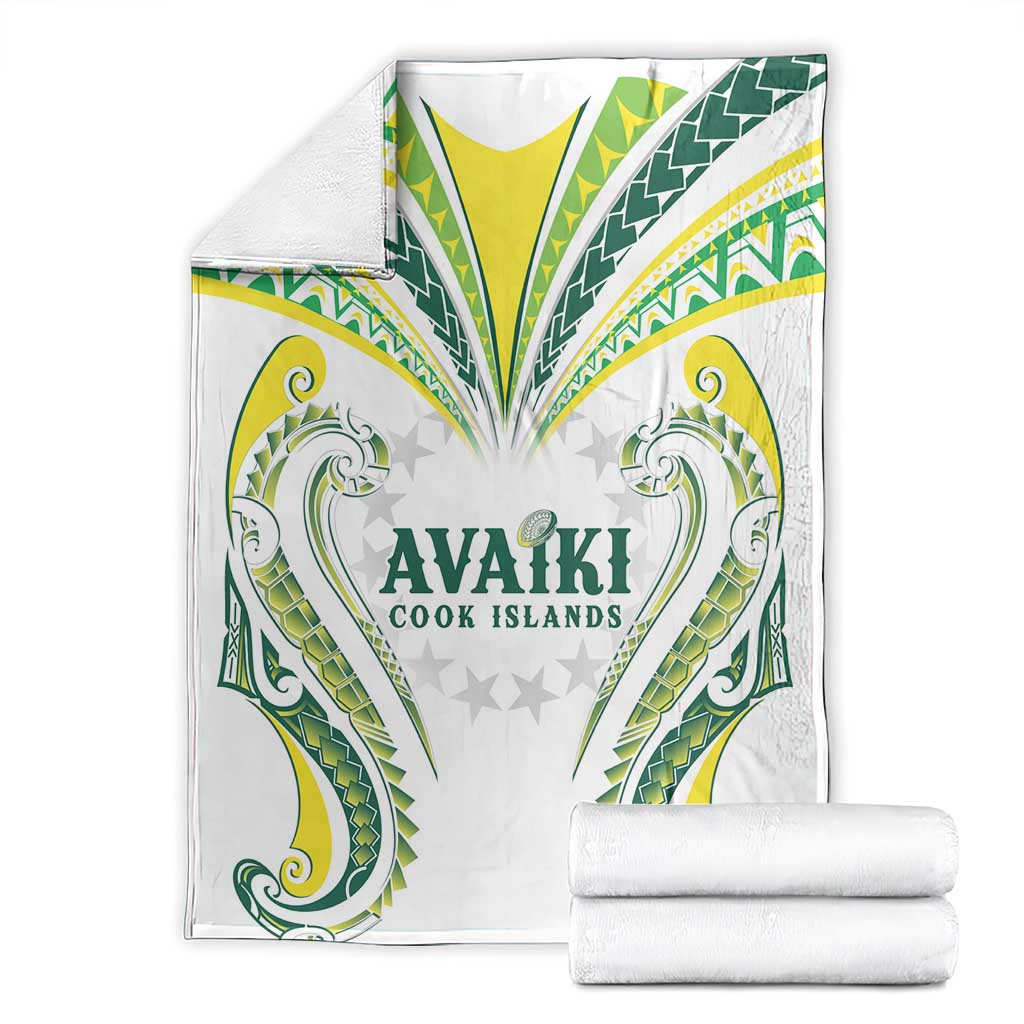 Rugby Cook Islands Avaiki Blanket White Kuki Airani Tribal Maori Inspired - Polynesian Pride