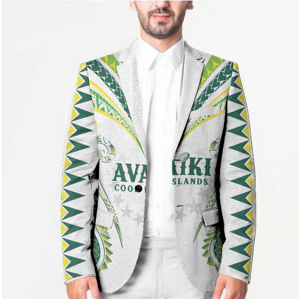 Custom Rugby Cook Islands Avaiki Blazer White Kuki Airani Tribal Maori Inspired - Polynesian Pride