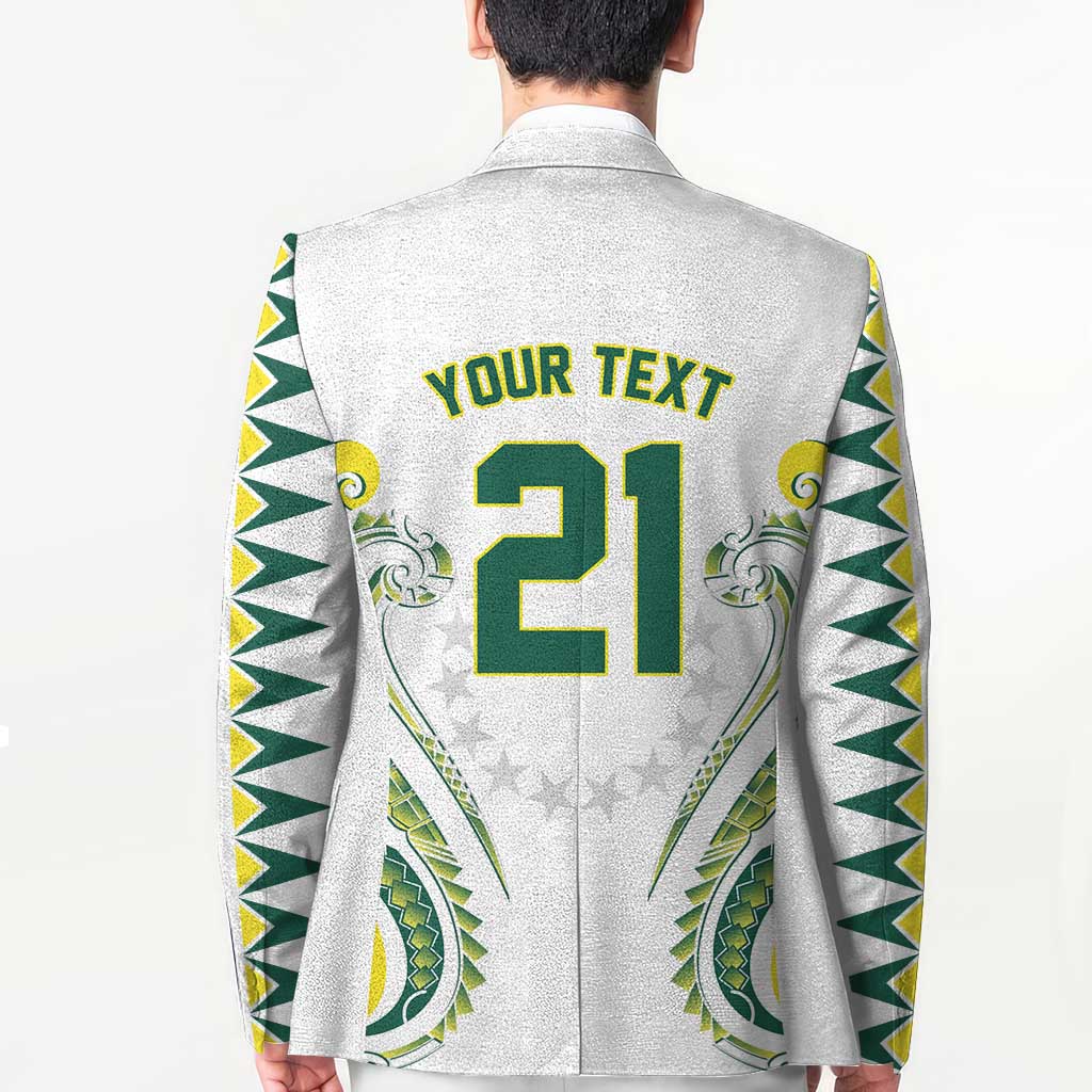 Custom Rugby Cook Islands Avaiki Blazer White Kuki Airani Tribal Maori Inspired - Polynesian Pride