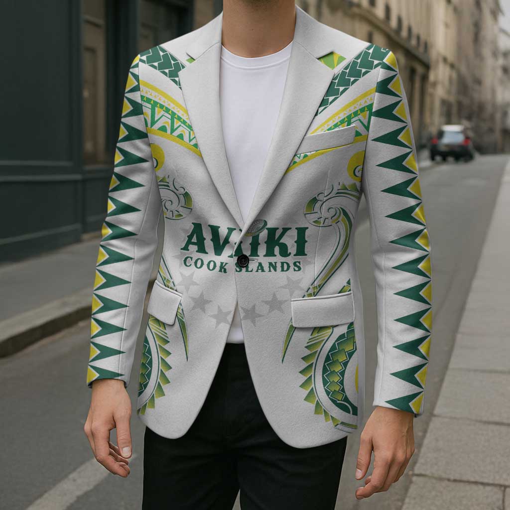 Custom Rugby Cook Islands Avaiki Blazer White Kuki Airani Tribal Maori Inspired - Polynesian Pride