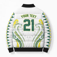 Custom Rugby Cook Islands Avaiki Bomber Puffer Jacket White Kuki Airani Tribal Maori Inspired - Polynesian Pride