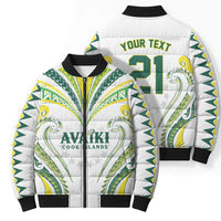 Custom Rugby Cook Islands Avaiki Bomber Puffer Jacket White Kuki Airani Tribal Maori Inspired - Polynesian Pride