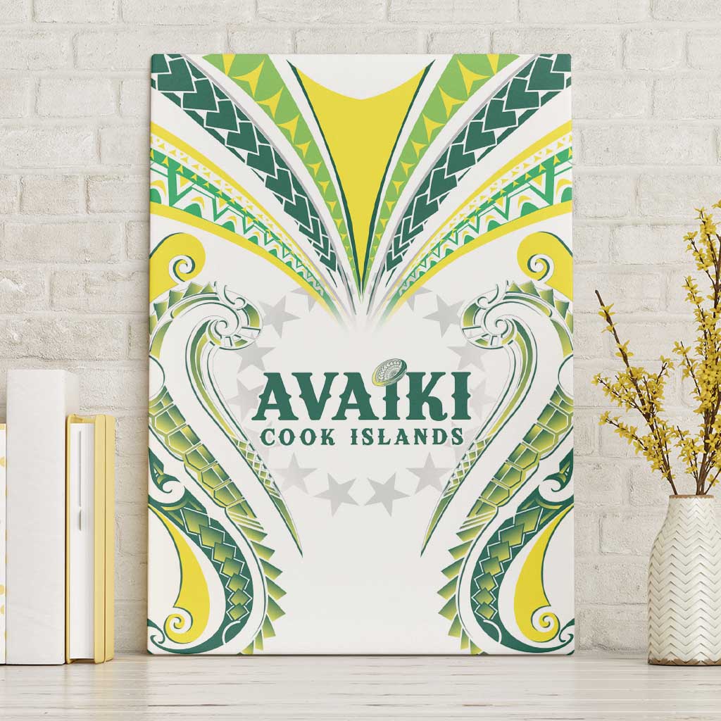 Rugby Cook Islands Avaiki Canvas Wall Art White Kuki Airani Tribal Maori Inspired - Polynesian Pride