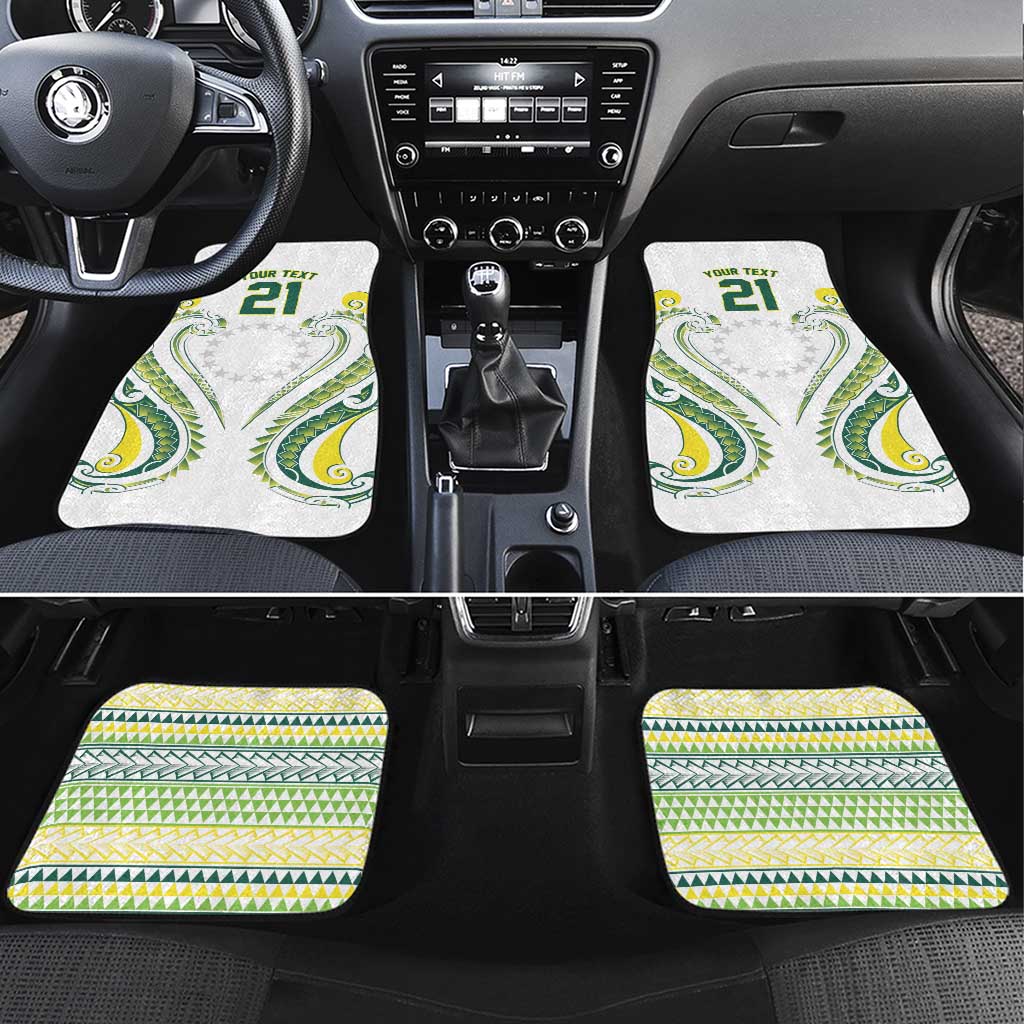 Custom Rugby Cook Islands Avaiki Car Mats White Kuki Airani Tribal Maori Inspired - Polynesian Pride