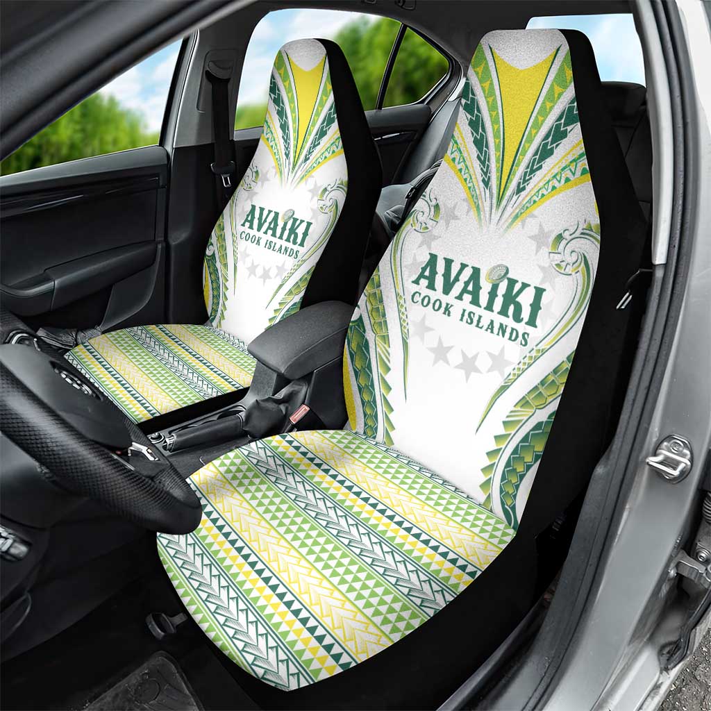 Rugby Cook Islands Avaiki Car Seat Cover White Kuki Airani Tribal Maori Inspired - Polynesian Pride