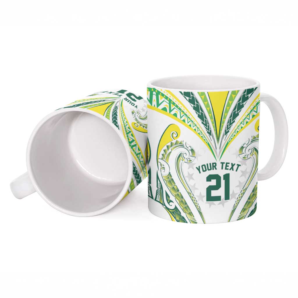 Custom Rugby Cook Islands Avaiki Ceramic Mug White Kuki Airani Tribal Maori Inspired - Polynesian Pride
