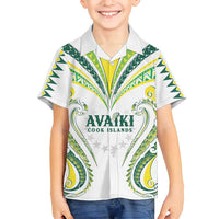 Custom Rugby Cook Islands Avaiki Family Matching Off Shoulder Maxi Dress and Hawaiian Shirt White Kuki Airani Tribal Maori Inspired - Polynesian Pride