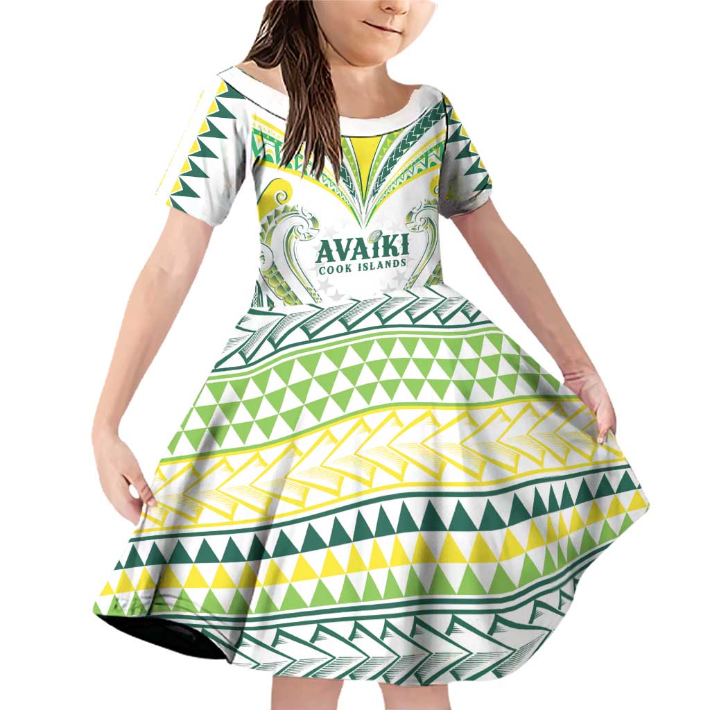 Custom Rugby Cook Islands Avaiki Family Matching Off Shoulder Short Dress and Hawaiian Shirt White Kuki Airani Tribal Maori Inspired - Polynesian Pride