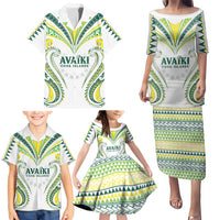 Custom Rugby Cook Islands Avaiki Family Matching Puletasi and Hawaiian Shirt White Kuki Airani Tribal Maori Inspired - Polynesian Pride