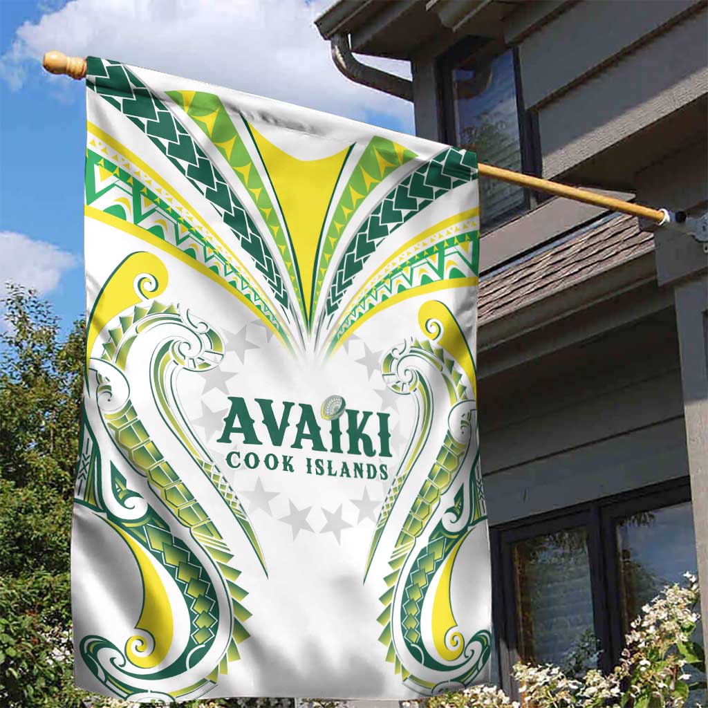 Rugby Cook Islands Avaiki Garden Flag White Kuki Airani Tribal Maori Inspired - Polynesian Pride