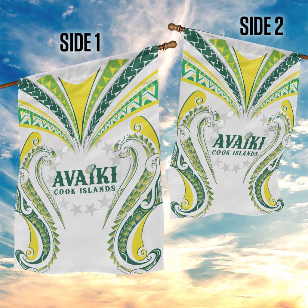 Rugby Cook Islands Avaiki Garden Flag White Kuki Airani Tribal Maori Inspired - Polynesian Pride