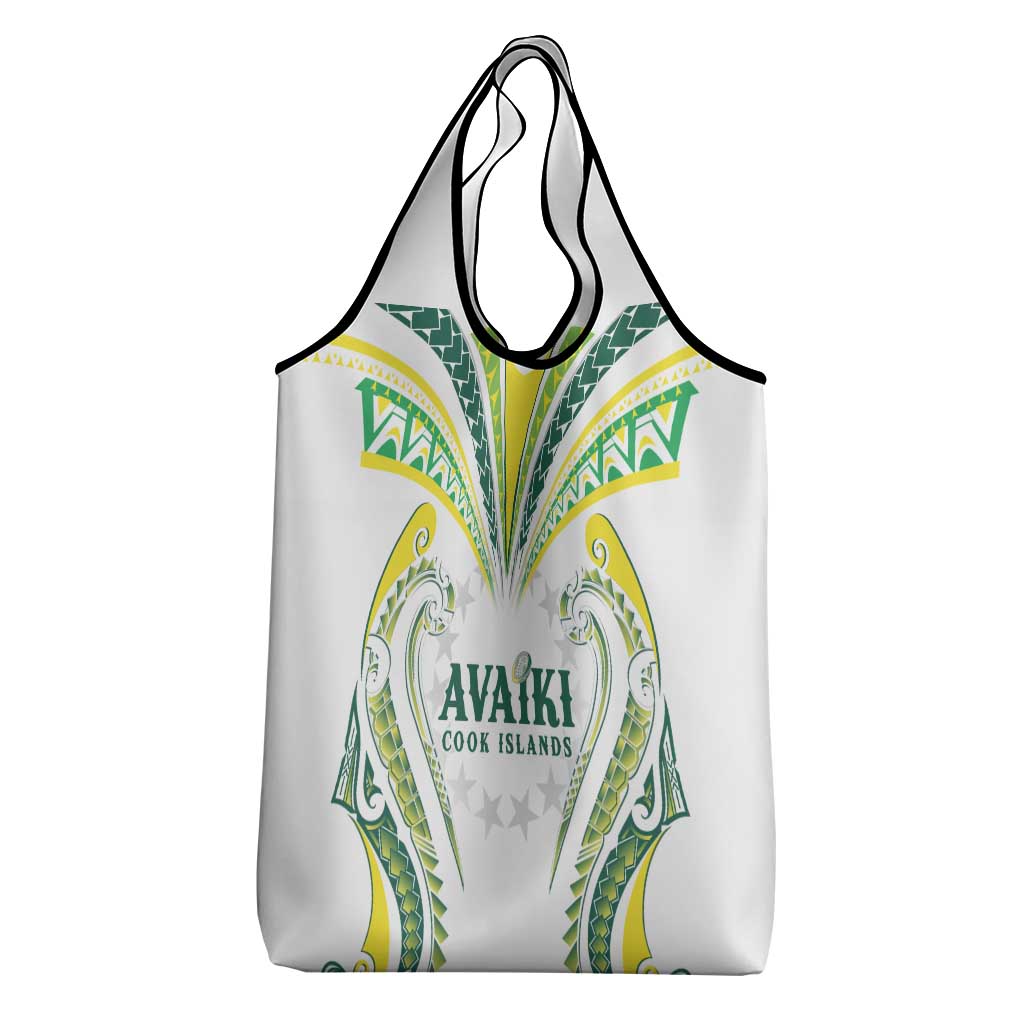 Rugby Cook Islands Avaiki Grocery Bag White Kuki Airani Tribal Maori Inspired - Polynesian Pride