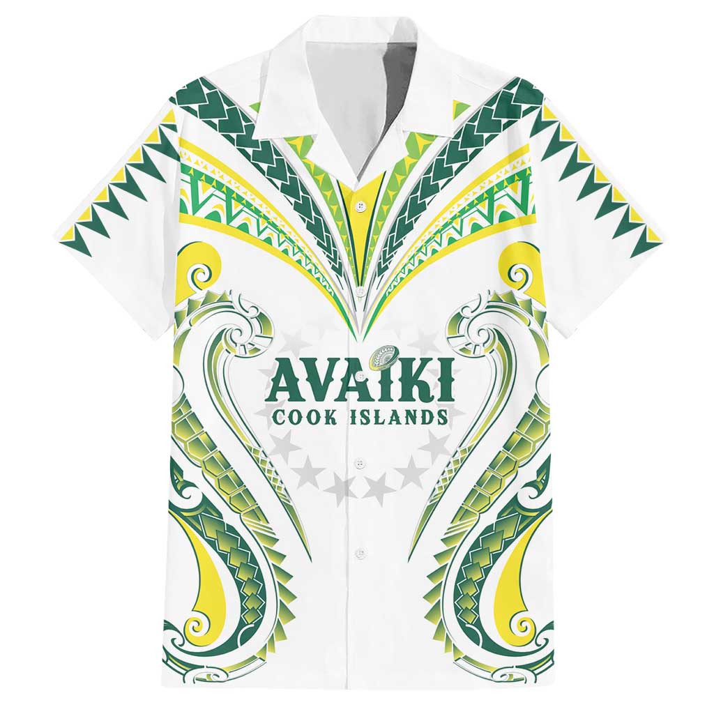 Custom Rugby Cook Islands Avaiki Hawaiian Shirt White Kuki Airani Tribal Maori Inspired - Polynesian Pride