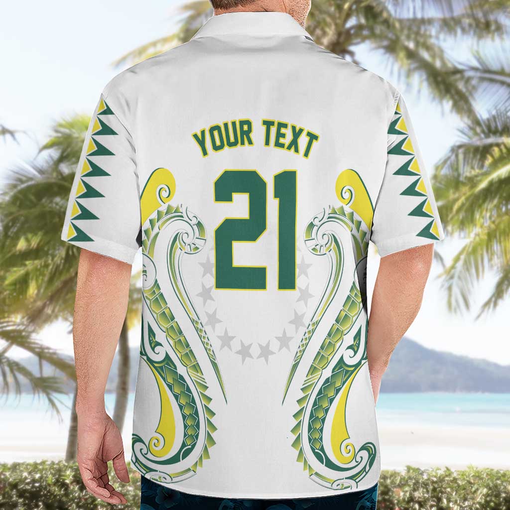 Custom Rugby Cook Islands Avaiki Hawaiian Shirt White Kuki Airani Tribal Maori Inspired - Polynesian Pride