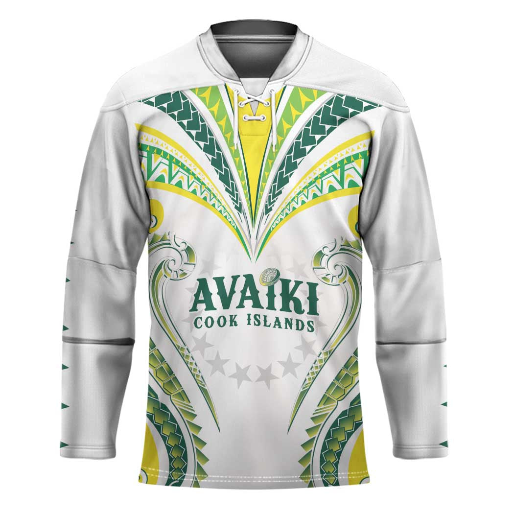 Custom Rugby Cook Islands Avaiki Hockey Jersey White Kuki Airani Tribal Maori Inspired - Polynesian Pride