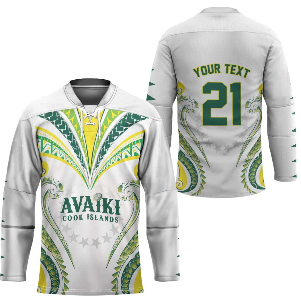 Custom Rugby Cook Islands Avaiki Hockey Jersey White Kuki Airani Tribal Maori Inspired - Polynesian Pride