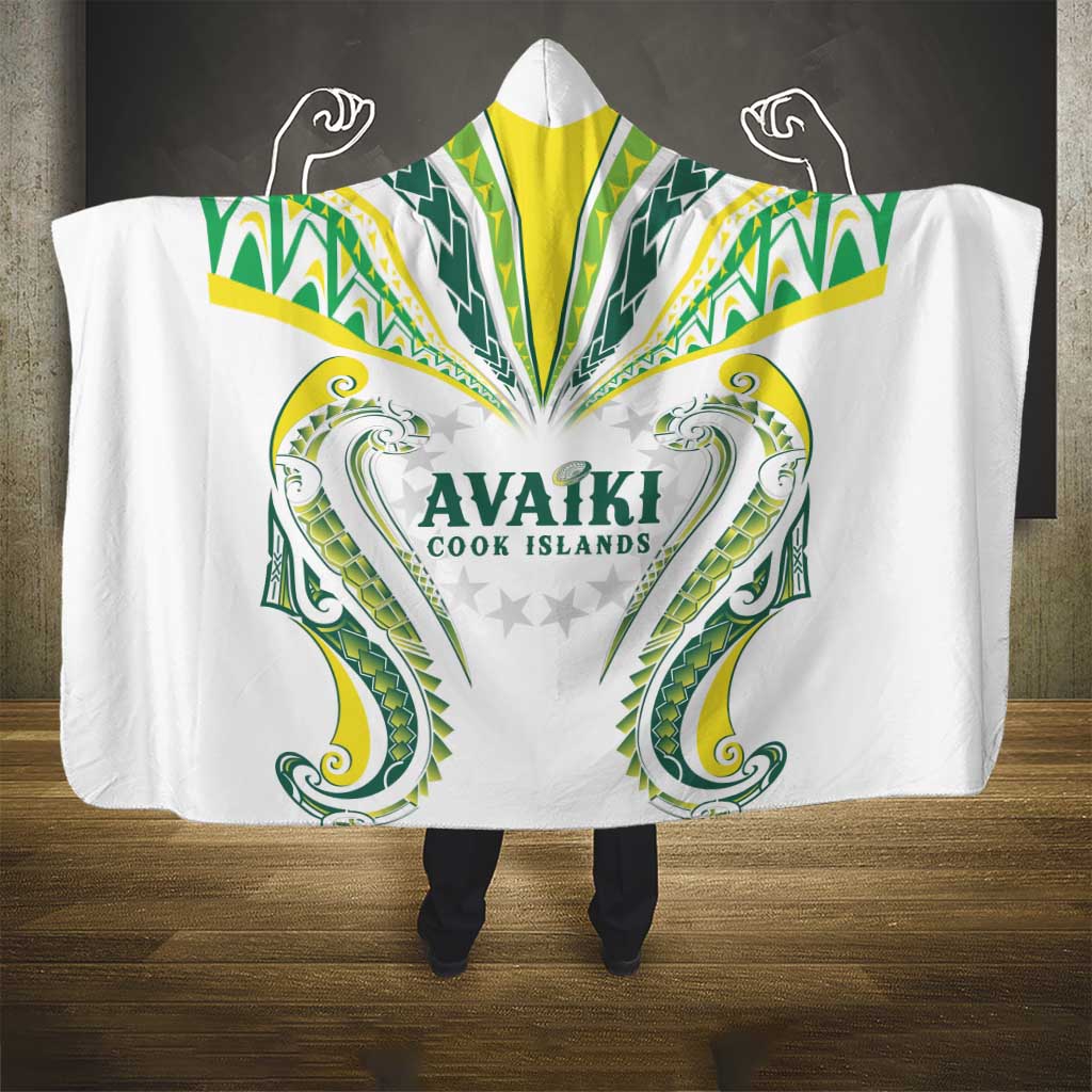 Rugby Cook Islands Avaiki Hooded Blanket White Kuki Airani Tribal Maori Inspired - Polynesian Pride