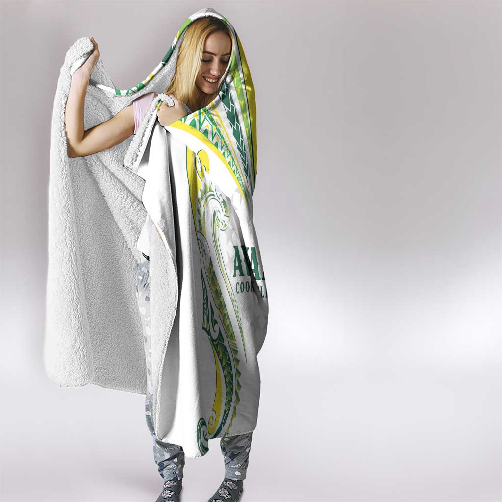 Rugby Cook Islands Avaiki Hooded Blanket White Kuki Airani Tribal Maori Inspired - Polynesian Pride