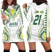 Custom Rugby Cook Islands Avaiki Hoodie Dress White Kuki Airani Tribal Maori Inspired - Polynesian Pride
