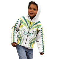 Custom Rugby Cook Islands Avaiki Kid Hoodie White Kuki Airani Tribal Maori Inspired - Polynesian Pride