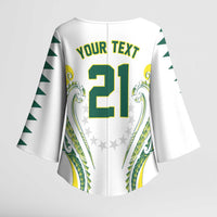 Custom Rugby Cook Islands Avaiki Kimono Sleeve Blouse White Kuki Airani Tribal Maori Inspired - Polynesian Pride