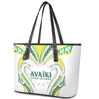Rugby Cook Islands Avaiki Leather Tote Bag White Kuki Airani Tribal Maori Inspired - Polynesian Pride