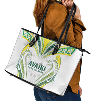 Rugby Cook Islands Avaiki Leather Tote Bag White Kuki Airani Tribal Maori Inspired - Polynesian Pride