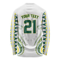 Custom Rugby Cook Islands Avaiki Long Sleeve Shirt White Kuki Airani Tribal Maori Inspired - Polynesian Pride