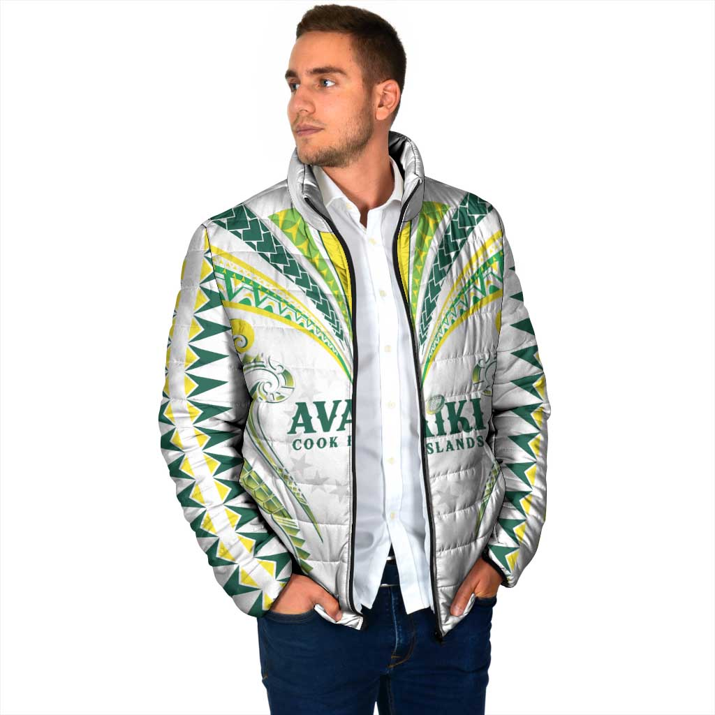 Custom Rugby Cook Islands Avaiki Padded Jacket White Kuki Airani Tribal Maori Inspired - Polynesian Pride