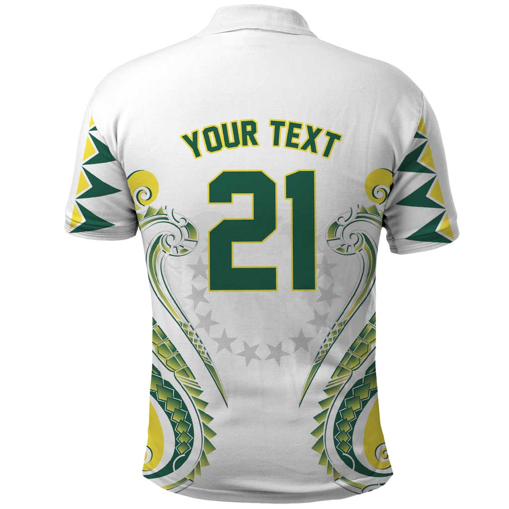 Custom Rugby Cook Islands Avaiki Polo Shirt White Kuki Airani Tribal Maori Inspired - Polynesian Pride