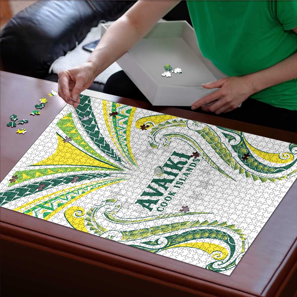 Rugby Cook Islands Avaiki Puzzle White Kuki Airani Tribal Maori Inspired - Polynesian Pride