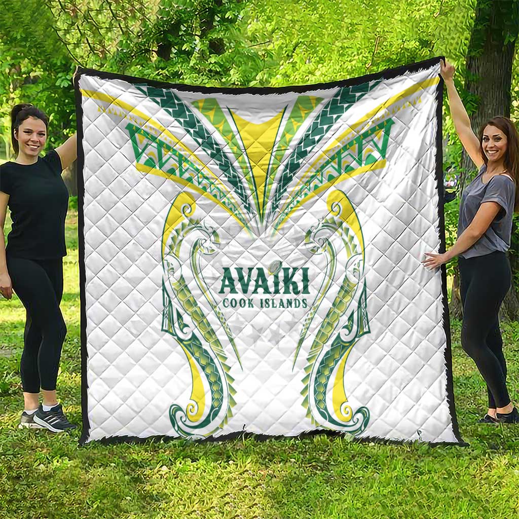 Rugby Cook Islands Avaiki Quilt White Kuki Airani Tribal Maori Inspired - Polynesian Pride
