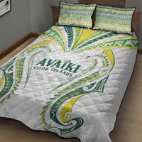 Rugby Cook Islands Avaiki Quilt Bed Set White Kuki Airani Tribal Maori Inspired - Polynesian Pride