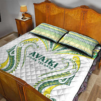 Rugby Cook Islands Avaiki Quilt Bed Set White Kuki Airani Tribal Maori Inspired - Polynesian Pride